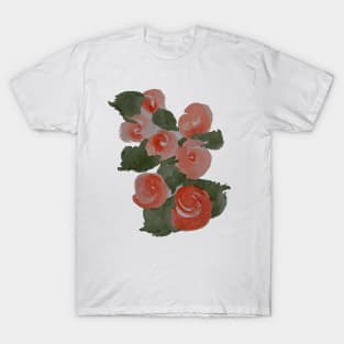 Watercolor Rose Pattern T-Shirt